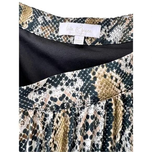 Love & Piece Maxi Pleated Skirt Snake Print Size L - Picture 4 of 6
